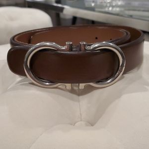 Mens Ferragamo brown leather belt
